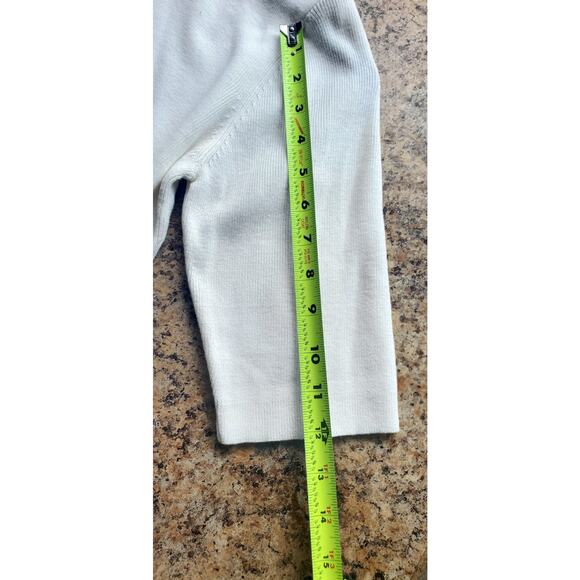 NWOT Ivory size Medium Linea By Louise Dell'Olio Short Sleeve Sweater - Picture 4 of 5